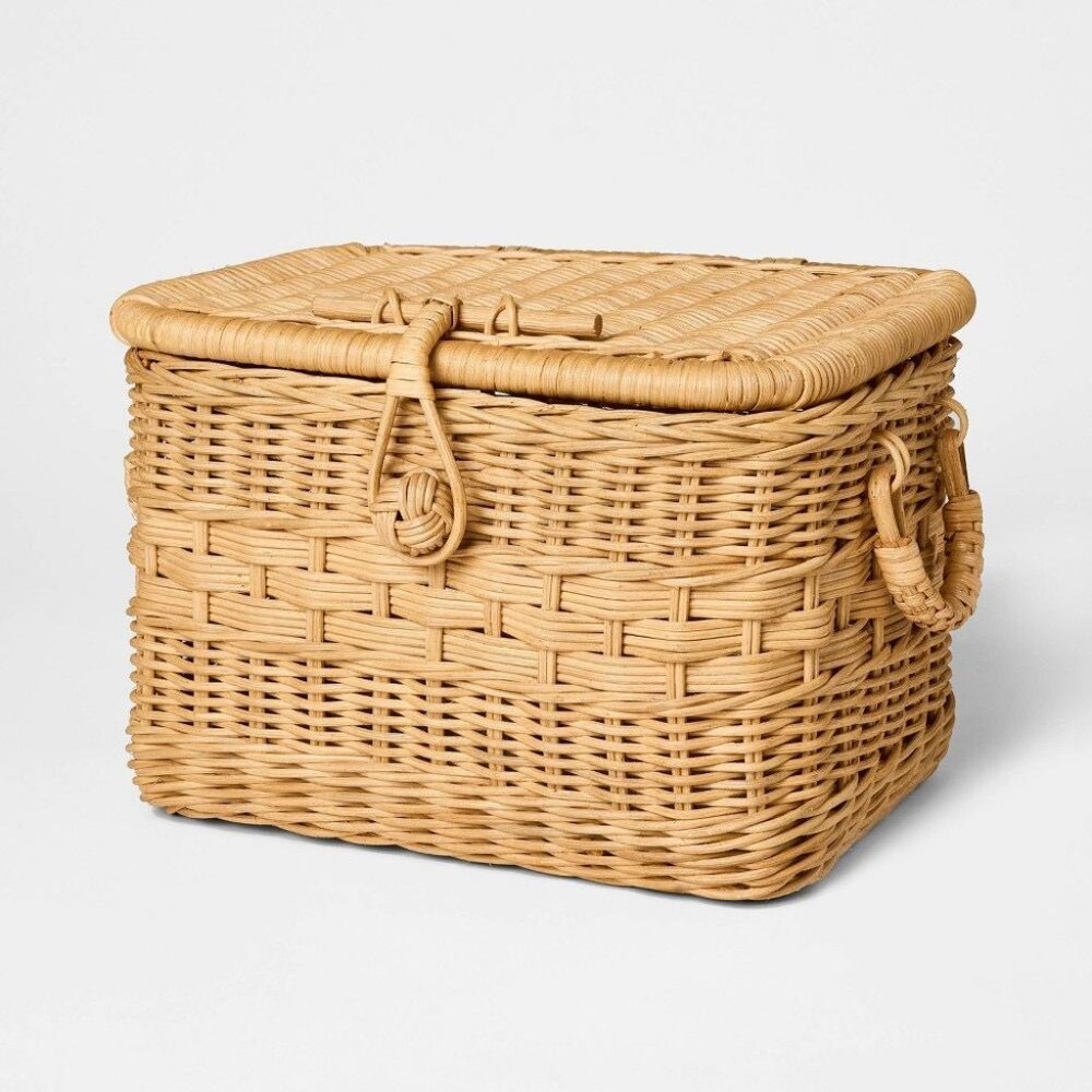 Small‎ Lidded Rattan Decorative Basket Brown - Threshold Studio McGee, Target